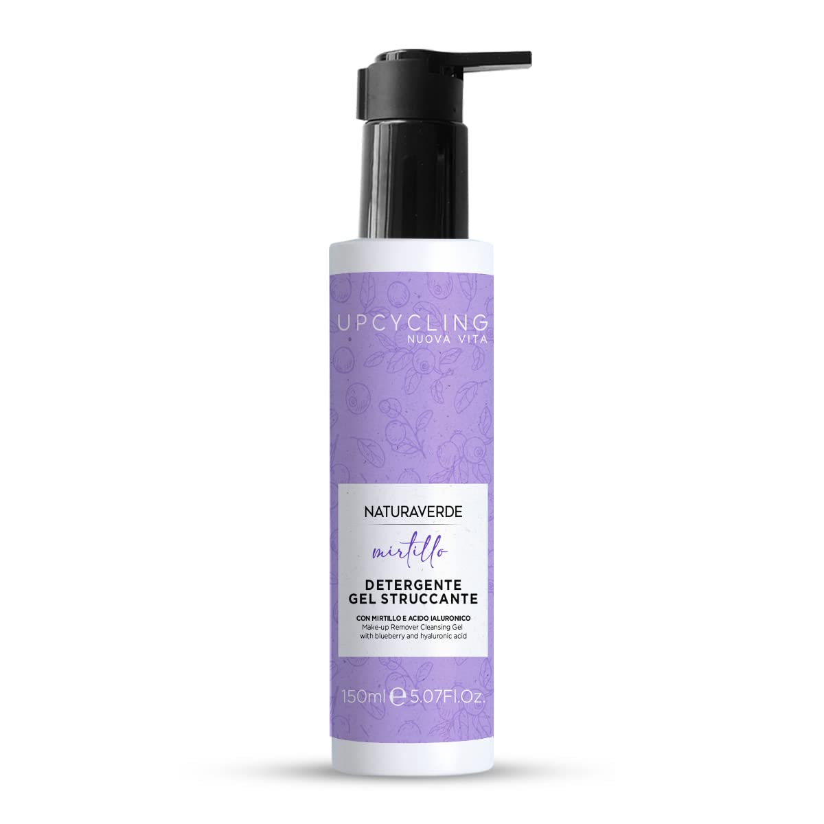 Naturaverde | Upcycling Blueberry Facial Makeup Cleansing Gel with Cranberry Extract and Hyaluronic Acid Removes Makeup and Impurities 150ml