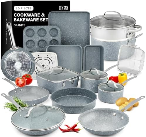 Home Hero Pots and Pans Set Non Stick - Induction Compatible Kitche...