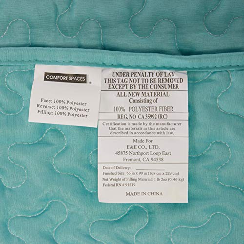 Comfort Spaces Coco 2 Piece Quilt Coverlet Bedspread Ultra Soft Printed Damask Pattern Hypoallergenic Bedding Set, Twin/Twin Xl, Teal - Grey #TOP5