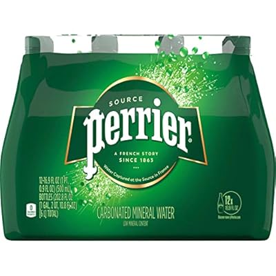 Perrier Sparkling Water, Plastic Water Bottles, 16.9 Fl Oz Pack of 12