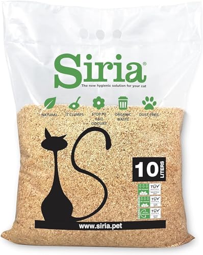 Siria Arena Set 4 Bolsas de 10 litros Arena para Gatos Vegetal y Aglomerante Que se Puede desechar con la Basura orgánica Urbana