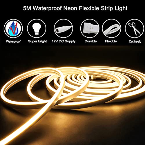 Tira de LED Neon 12V 16.4ft 600 LEDs Blanco cálido miniatura 2