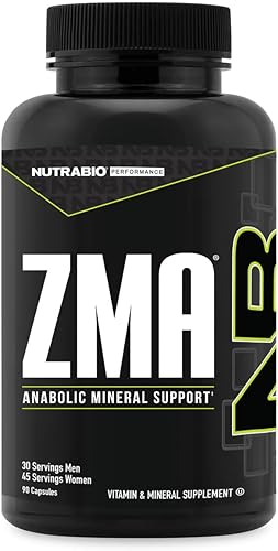 NutraBio ZMA Suplemento vegetal - Apoyo mineral anabólico - 90 cápsulas - Recuperación, crecimiento, sueño - Fórmula de zinc, magnesio y B6