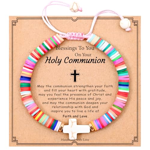 NatuBeau First Communion Gifts, Cross Bracelet with Gift Card, Holy Communion Gifts, Baptism Gifts, Confirmation Gifts for Daughter, Niece, Granddaughter