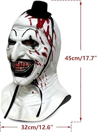 Art the Clown Mask, Scary Killer Clown Full Head Halloween Costume Prop | Adult Terrifier Horror Mask for Cosplay, Scary Joker Face Mask for Halloween Party, Trick & Horror Movie Theme Events