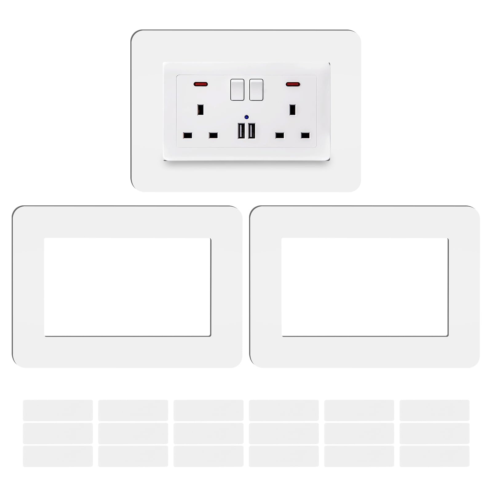 JINTANG 3PCS Double Socket Surround White,Light Switch Surround 14.6x8.6cm