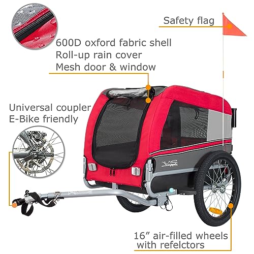 Tiggo VS Pets Medium Hundeanhänger & Buggy 2in1 Fahrradanhänger Hundebuggy Jogger 80204 (ROT)