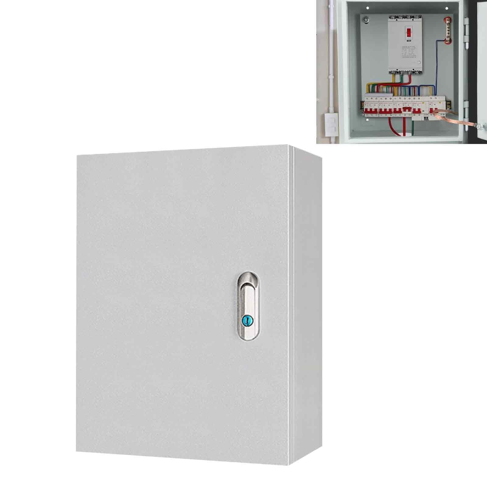Caja Estanca Exterior Electrica, Caja Conexiones Exterior de Acero, Carcasa Resistente, a la Intemperie y al Agua, con Cerraduras de Seguridad y Placas de Montaje(30x40x16cm/12x16x6.3in)