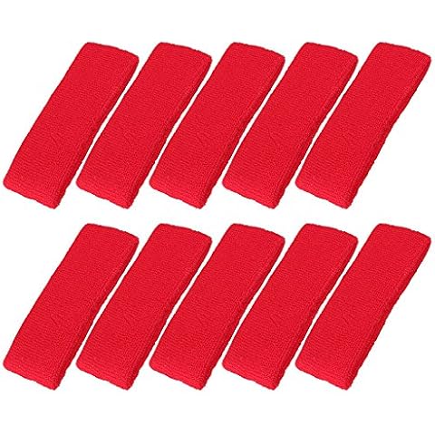 Mallofusa 10 PCS Sports Basketball Headband/Sweatband Head Sweat Band/Brace Gift Party Outdoor Activities (Red) Cover
