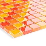 Bogengröße: 300x300 mm Glasmosaik Fliesen rot orange gelb Wand Boden Dusche WC Küche  1 Matten  ES-29259_b