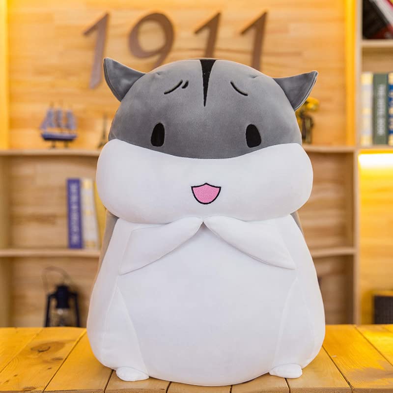 Niedliches Hamster-Plüschtier Kuschel-Hamster-Kissen Kuscheltier-Puppe Weicher Hamster Plüschkissen für Kinder/Paare Geschenke Grau-01 60cm