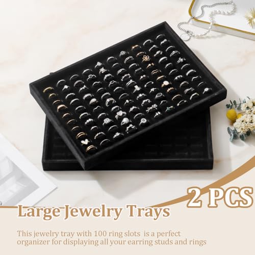 Image of Large Velvet Jewelry Tray Display Drawer Inserts 2 Pack