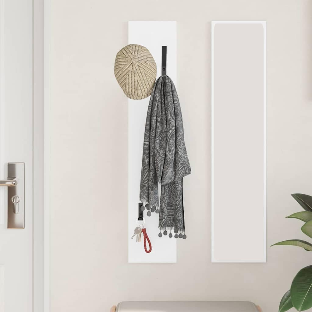 Porte-manteau mural en bois - Blanc - 20 x 1,5 x 100 cm - Étagère flottante avec crochet - Peu encombrant - Pour couloir, entrée