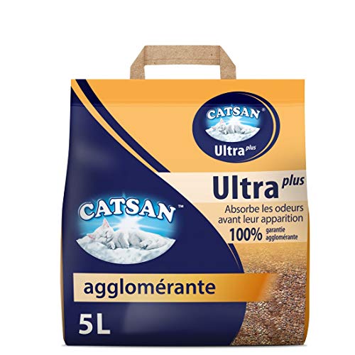 CATSAN Litière minérale agglomérante pour chat, 3 sacs de 5L