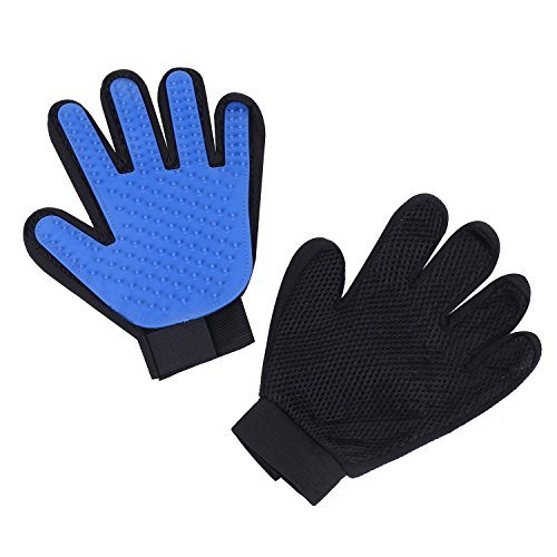 Pet Grooming Gloves By Shop Top Pets | Rubber Groomer For Dogs & Cats With Short Or Long Hair | Furniture Deshedding Tool With Soft Massaging Tips | Comfortable Pet Hair Removal & Fur Shedding