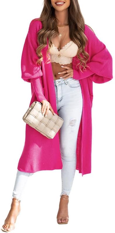 Dokotoo Cárdigan largo de punto grueso para mujer, para invierno y otoño 2023, abrigos abiertos con bolsillos