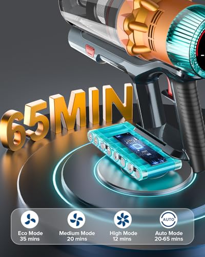 Image of REBANIC S8 Cordless Vacuum Cleaner, 600W 48Kpa 65mins Stick Vacuum Rechargeable, Wireless Lightweight Handheld Vacuum Cleaners for Home Pet Hair Carpet Hardwood Floor Car