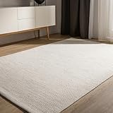 benuta Basic Alfombra Algodon Ron - Crema 140x200 cm - 100% Tejida a Mano - Estilo: Uni, Minimalista, Natural - Fácil Cuidado para Salon, Sala de Estar y Dormitorio