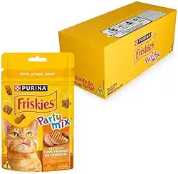 FRISKIES® PARTY MIX Petisco para Gatos Adultos Frango, Fígado e Peru 40g - Display 15 Unidades