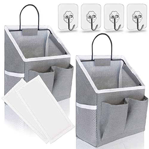 2pcs Small Wall Hanging Baskets for Organizing, Wall Hanging Storage Bag as Over the Door Organizer, Wall File Organizer, Rv Storage and Organization. For Bedroom, Office, Camper (Gray)