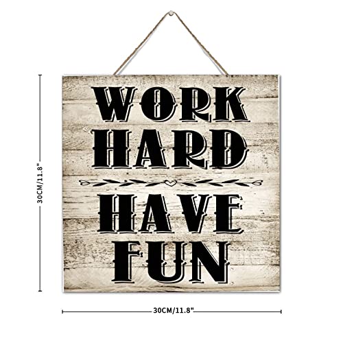 Panneau mural en bois Work Hard 30x30 cm décor moderne - 4