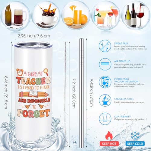 Gobelet eau acier inoxydable 591ml cadeau enseignant paille couvercle - 7