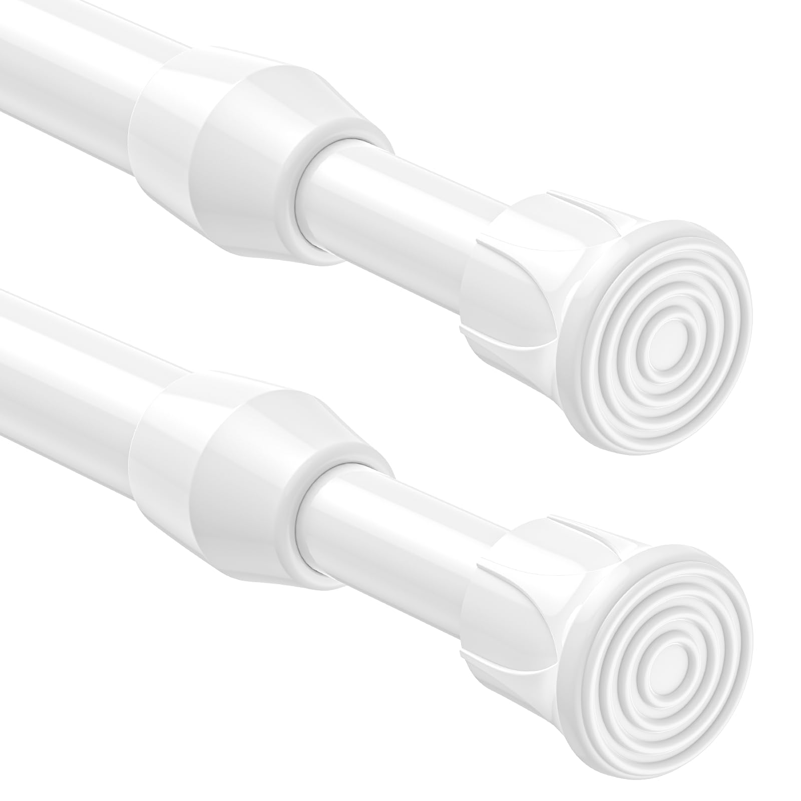 2 Pack Spring Tension Curtain Rod 28 to 39 inch, Adjustable Curtain Rods No Drilling Spring Curtain Rods Extendable Pressure DIY Tension Rod for Window Closet Kitchen, White