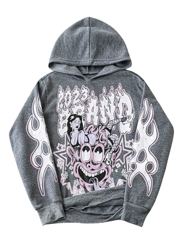 Men's Cartoon Graphic Hoodies Pullover Y2K Long Sleeve Baggy Hooded Sweatshirts