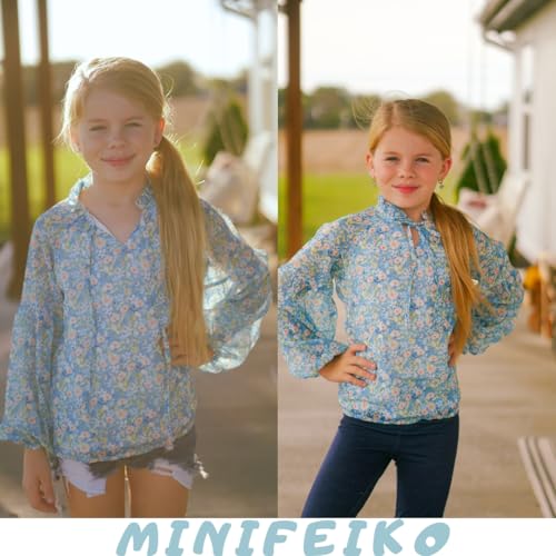 Girls Long Sleeve Shirt Chiffon Blouse for 6-14 Years Old3