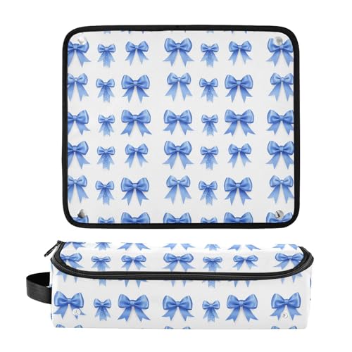 Bolsa de viaje Satin Bows Marble para herramientas de cabello, resistente al calor, estera para planchas, rizadores y accesorios de cuidado capilar, organizador portátil miniatura 3