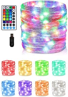 POWERbeast Fairy Lights, 10m 100 LED Fairy Lights Plug in, RGB USB Christmas Lights with Remote Control & Timer, 22 Modes Colour String Lights for Christmas Tree Decorations Indoor Bedroom Curtain