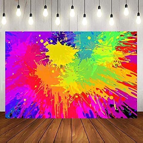 PHMOJEN 9x6ft Paint Splash Backdrop, Vinyl Hip Hop 80s 90sTheme Photography Background, Banner Photo Booth Props BJLSPH367 Cover