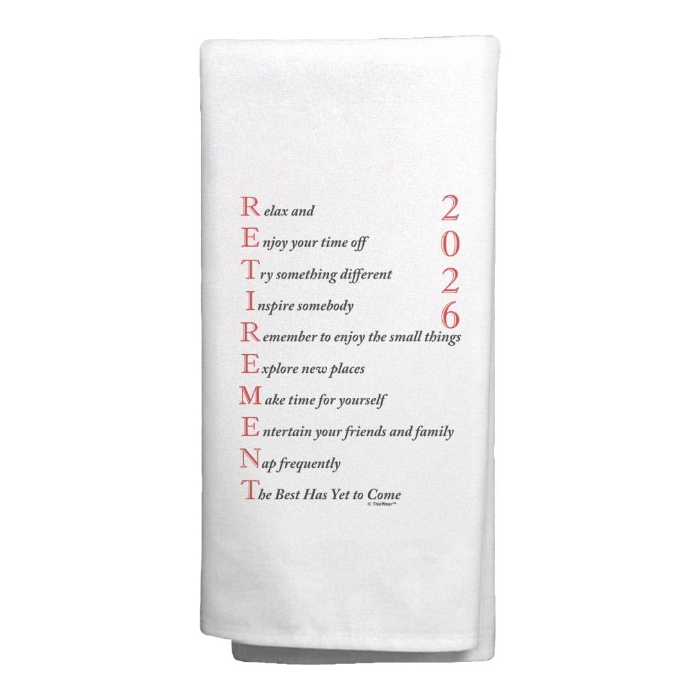 ThisWear Retirement Gifts for Women 2026 Retirement Poem Kitchen Tea Towel White