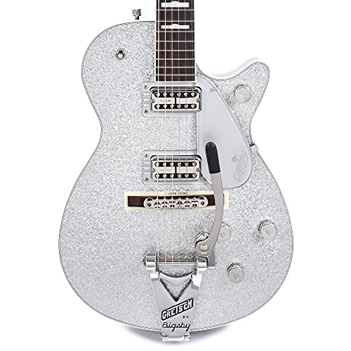 Gretsch G6129T-89 Vintage Select ’89 Sparkle Jet Bigsby Silver Sparkle – Guitare Électrique Personnalisée - Les Beatles, Paul McCartney, John Lennon, RIngo Starr, George Harrison Gretsch G6129T-89 Vintage Select '89 Sparkle Jet Bigsby Silver Sparkle - Guitare Électrique Personnalisée