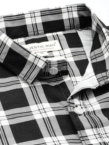 Image of Majestic Man Slim Fit Pure Cotton Checked Half Sleeve Casual Shirt
