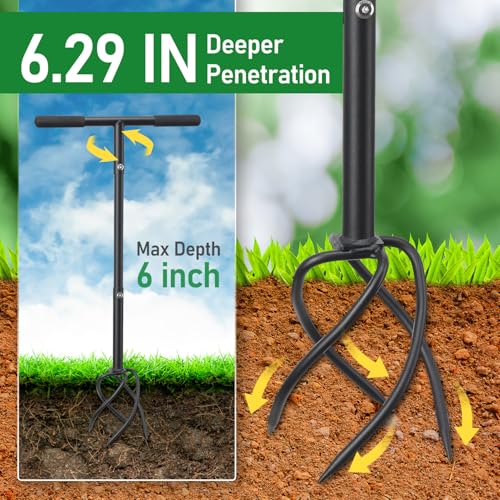 Cultivador manual para jardín BeBecome con 4 púas de acero miniatura 3