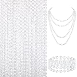 72 Pieces Halloween Faux Pearl Beads Necklaces 33 Inch 7mm Mardi Gras Beads Necklaces Metallic Costume Beaded Necklaces for Flapper Party Christmas Wedding Birthday Favors (White)