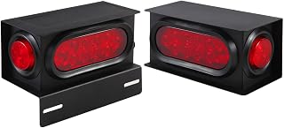 2Pcs Trailer Lights Welded Steel Boxes Housing Kit W/License Plates