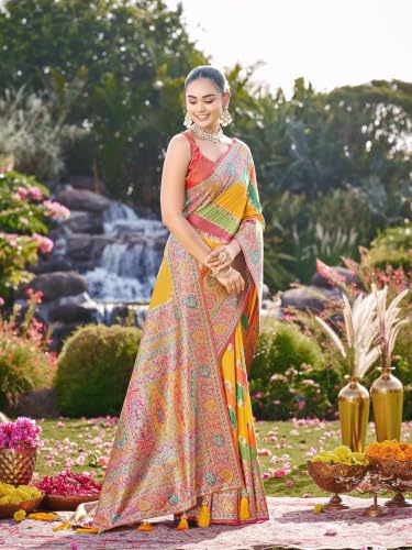 MANOHARI mustard banarasi silk saree – image 4