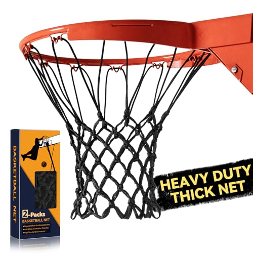ProSlam Premium Quality Professional Heavy Duty Basketball Net Replacement - All Weather Anti Whip Fits Standard Indoor or Outdoor Rims(Professional Standard Size Black2pcs)