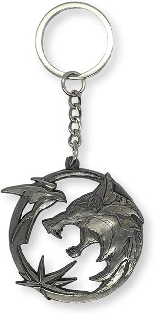 Pyramid International The Witcher Keyring (Wolf, Swallow and Star Design) 3D Metal 4.5 x 6cm - Official Merchandise,Black
