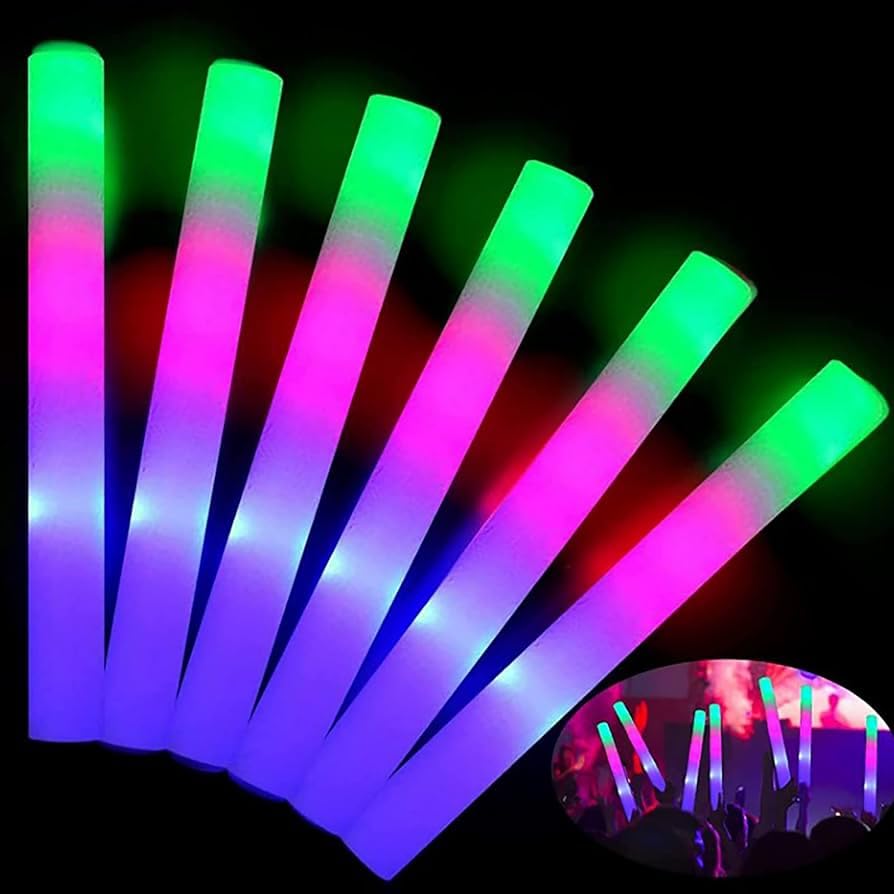DISOK - 20 Palos de Animación Barras LED RGB Baratos - Barras Luminosas Led Palos Lumunosos para Bodas, Fiestas, Celebraciones Espuma