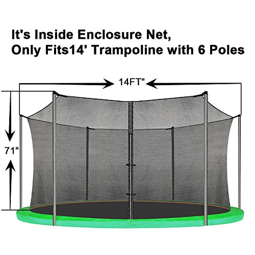 JumpTastic 14Ft Trampoline Net Replacement, Round Safty UV-Resistant Weather-Resitant Breathable Durable Trampoline Net Replacement Enclosures(Not Include Poles)