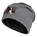 Women Men Winter Hat Soft Warm Cuffed Beanie Hat Dog Who Likes Ice Cream Slouchy Skull Cap for Fall Winter, Dark Gray-Style