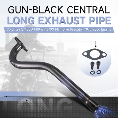 Image of Central long Exhaust Pipe For Coleman CT100U FRP GMB100 Predator 79cc 98cc 3HP Engine Mini Bike Gun-Black