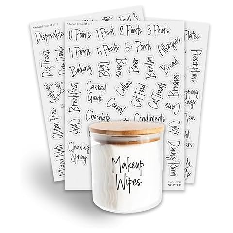 Black Labels for Containers, 385 Household Label and Kitchen Labels for Food Storage Container Labels, Pantry Labels for Food Containers, Pantry Essentials Canister Labels, Food Labels for Containers Cover