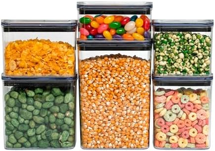 Kit 6 potes de acrílico com tampa herméticos quadrados - Tüd