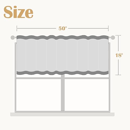 Miniatura 8 de jinchan Cenefa bohemia con cenefa de cocina opaca para ventanas, cenefa geométrica a rayas para sala de estar, cenefa de doble capa de 18 pulgadas,