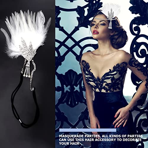 FERCAISH 1920s Flapper Headband, Roaring 20s Black Feather Crystal Bachelor Party Accessory - Image 4