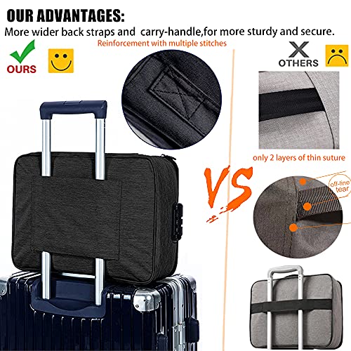 Image of Multi-function Document Organizer,Safe File Storage Bag with Lock,Portable Home Office Travel File Folder for Certificates,Laptop,Bank Cards,Passport,Contracts,Cards (Black)